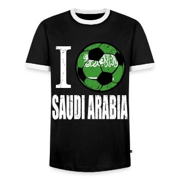 Saudi Arabian Football - Men's Ringer Shirt - black/white - Front - AI Model Female 172 light (172cm) & AI Model Male 178 light (178cm)