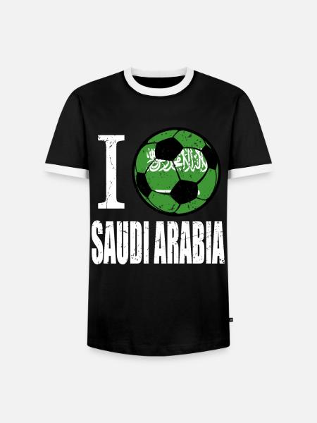 Saudi-arabien Fußball - Männer Kontrast-T-Shirt - Schwarz/Weiß