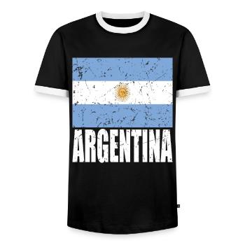 ARGENTINA flag - Men's Ringer Shirt - black/white - Front - AI Model Female 172 light (172cm) & AI Model Male 178 light (178cm)