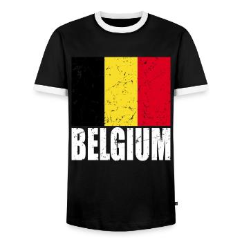 Belgium Flag - Men's Ringer Shirt - black/white - Front - AI Model Female 172 light (172cm) & AI Model Male 178 light (178cm)
