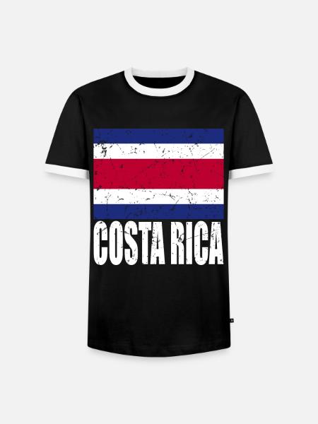 Costa Rica Flag - Men's Ringer Shirt - black/white