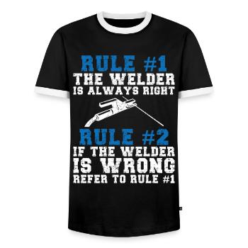 Welder Welding Vintage Rule #1 The - Men's Ringer Shirt - black/white - Front - AI Model Female 172 light (172cm) & AI Model Male 178 light (178cm)