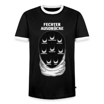 Fechter Fechtmeister Lustig Fechtsportler - Männer Kontrast-T-Shirt - Schwarz/Weiß - Vorne - AI Model Female 172 light (172cm) & AI Model Male 178 light (178cm)