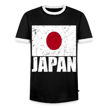 Drapeau du Japon - T-shirt contrasté Homme - noir/blanc - Devant - AI Model Female 172 light (172cm) & AI Model Male 178 light (178cm)