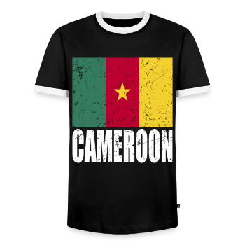 Drapeau camerounais - T-shirt contrasté Homme - noir/blanc - Devant - AI Model Female 172 light (172cm) & AI Model Male 178 light (178cm)