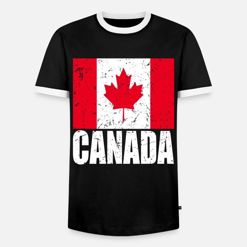 Canada Flag - Men's Ringer Shirt - black/white