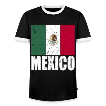 Mexico Flag - Men's Ringer Shirt - black/white - Front - AI Model Female 172 light (172cm) & AI Model Male 178 light (178cm)