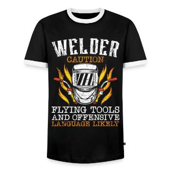 Soudeur Soudeur Soudeur Vintage Soudeur - T-shirt contrasté Homme - noir/blanc - Devant - AI Model Female 172 light (172cm) & AI Model Male 178 light (178cm)