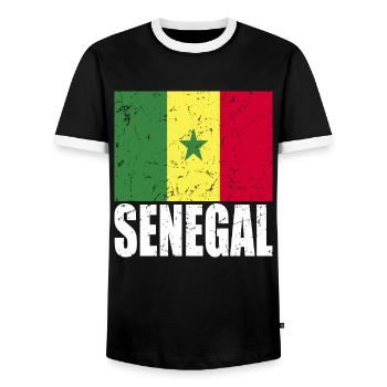 Drapeau du Sénégal - T-shirt contrasté Homme - noir/blanc - Devant - AI Model Female 172 light (172cm) & AI Model Male 178 light (178cm)
