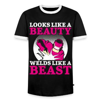Soudeur Soudeur Soudeur Soudeur Femme Soudeur - T-shirt contrasté Homme - noir/blanc - Devant - AI Model Female 172 light (172cm) & AI Model Male 178 light (178cm)