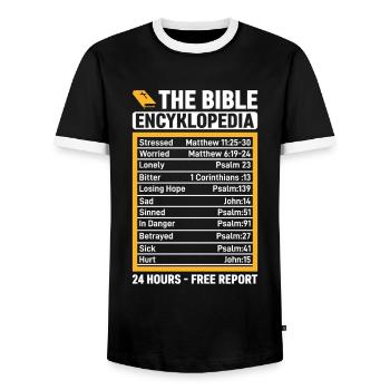 The Bible Encyklopedia 24 heures - Gratuit - T-shirt contrasté Homme - noir/blanc - Devant - AI Model Female 172 light (172cm) & AI Model Male 178 light (178cm)