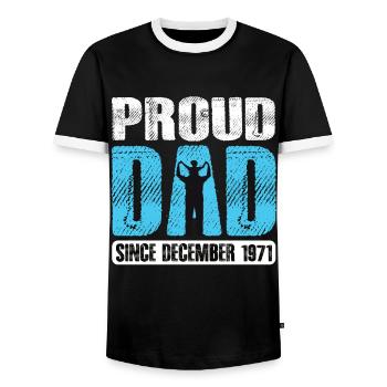 Proud Dad Since December 1971 - Männer Kontrast-T-Shirt - Schwarz/Weiß - Vorne - AI Model Female 172 light (172cm) & AI Model Male 178 light (178cm)