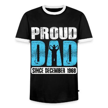 Proud Dad Since December 1968 - Männer Kontrast-T-Shirt - Schwarz/Weiß - Vorne - AI Model Female 172 light (172cm) & AI Model Male 178 light (178cm)