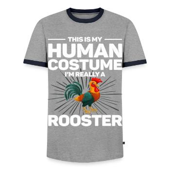 C’est mon costume humain je suis vraiment coq - T-shirt contrasté Homme - gris/marine  - Devant - AI Model Female 172 light (172cm) & AI Model Male 178 light (178cm)
