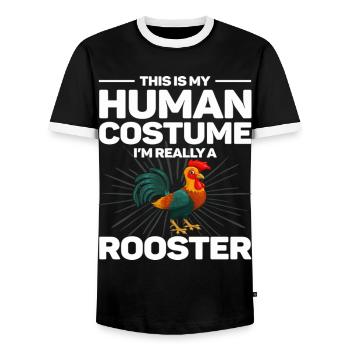 This Is My Human Costume I'm Really Rooster - Men's Ringer Shirt - black/white - Front - AI Model Female 172 light (172cm) & AI Model Male 178 light (178cm)