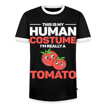 This Is My Human Costume I'm Really A Tomato - Men's Ringer Shirt - black/white - Front - AI Model Female 172 light (172cm) & AI Model Male 178 light (178cm)