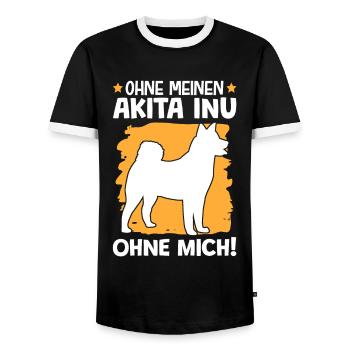 Ohne meinen Akita Inu ohne mich japanischer Spitz - Männer Kontrast-T-Shirt - Schwarz/Weiß - Vorne - AI Model Female 172 light (172cm) & AI Model Male 178 light (178cm)