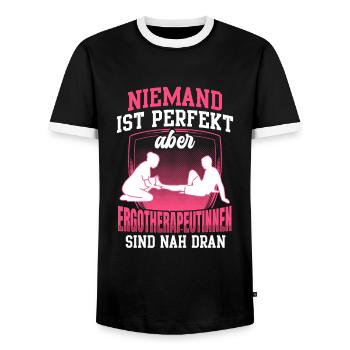 Ergotherapeutin ist perfekt Ergotherapie - Männer Kontrast-T-Shirt - Schwarz/Weiß - Vorne - AI Model Female 172 light (172cm) & AI Model Male 178 light (178cm)