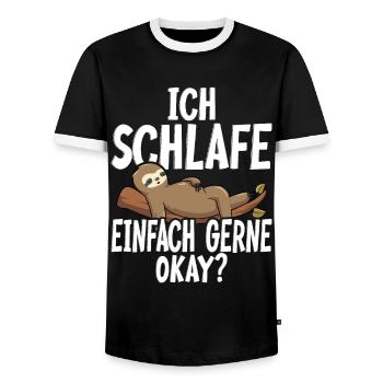 Morgenmuffel Faultier - Männer Kontrast-T-Shirt - Schwarz/Weiß - Vorne - AI Model Female 172 light (172cm) & AI Model Male 178 light (178cm)