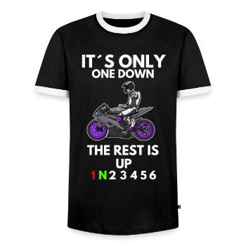 Motorcycle Lifestyle / Motorrad / Motorräder biker - Männer Kontrast-T-Shirt - Schwarz/Weiß - Vorne - AI Model Female 172 light (172cm) & AI Model Male 178 light (178cm)