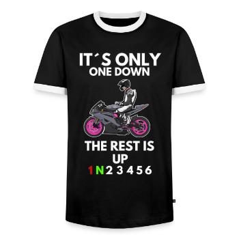 Moto Lifestyle / Moto / Moto motard - T-shirt contrasté Homme - noir/blanc - Devant - AI Model Female 172 light (172cm) & AI Model Male 178 light (178cm)