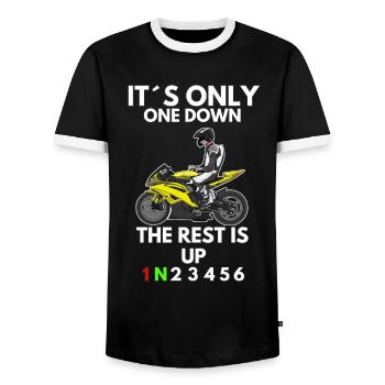 Motorcycle Lifestyle / Motorcycle / Motorcycle biker - Men's Ringer Shirt - black/white - Front - AI Model Female 172 light (172cm) & AI Model Male 178 light (178cm)