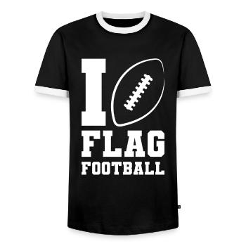 I love Flag Football Spieler Ball Mannschaft - Männer Kontrast-T-Shirt - Schwarz/Weiß - Vorne - AI Model Female 172 light (172cm) & AI Model Male 178 light (178cm)