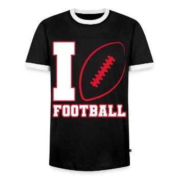 J’adore Football American Football USA - T-shirt contrasté Homme - noir/blanc - Devant - AI Model Female 172 light (172cm) & AI Model Male 178 light (178cm)