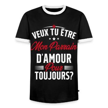 Veux Tu Être Mon Parrain D'amour pour toujours - T-shirt contrasté Homme - noir/blanc - Devant - AI Model Female 172 light (172cm) & AI Model Male 178 light (178cm)