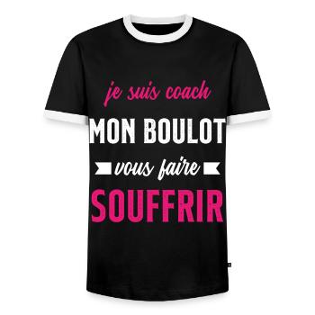 Je suis coach mon boulot vous faire souffrir - T-shirt contrasté Homme - noir/blanc - Devant - AI Model Female 172 light (172cm) & AI Model Male 178 light (178cm)