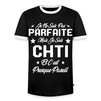 Je ne Suis pas Parfaite Mais je suis Chti Cadeau - T-shirt contrasté Homme - noir/blanc - Devant - AI Model Female 172 light (172cm) & AI Model Male 178 light (178cm)