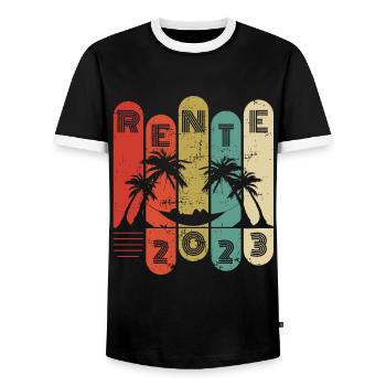 Rente Rentner Ruhestand Geschenk Rente 2023 - Männer Kontrast-T-Shirt - Schwarz/Weiß - Vorne - AI Model Female 172 light (172cm) & AI Model Male 178 light (178cm)