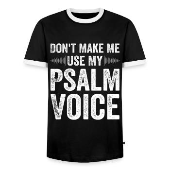 Ne me faites pas utiliser ma voix de psaume Le pasteur aime le sien - T-shirt contrasté Homme - noir/blanc - Devant - AI Model Female 172 light (172cm) & AI Model Male 178 light (178cm)