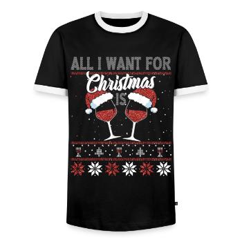 Tout ce dont j’ai besoin pour Noël, c’est du VIN - T-shirt contrasté Homme - noir/blanc - Devant - AI Model Female 172 light (172cm) & AI Model Male 178 light (178cm)