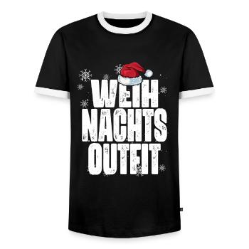 Weihnachts-Outfit Partnerlook Weihnachten Familie - Männer Kontrast-T-Shirt - Schwarz/Weiß - Vorne - AI Model Female 172 light (172cm) & AI Model Male 178 light (178cm)