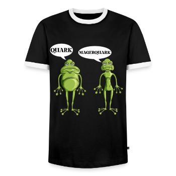 Lustiges Forsch Frösche Quark Magerquark Wortwitz - Männer Kontrast-T-Shirt - Schwarz/Weiß - Vorne - AI Model Female 172 light (172cm) & AI Model Male 178 light (178cm)