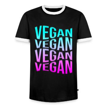 vegan - Männer Kontrast-T-Shirt - Schwarz/Weiß - Vorne - AI Model Female 172 light (172cm) & AI Model Male 178 light (178cm)