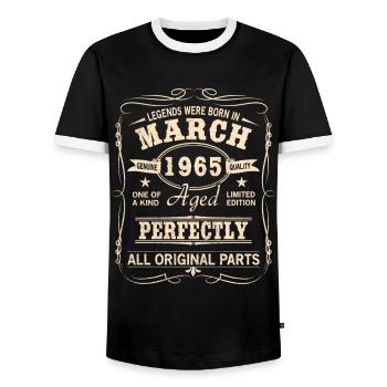 Vintage März 1965 Geburtstag - Männer Kontrast-T-Shirt - Schwarz/Weiß - Vorne - AI Model Female 172 light (172cm) & AI Model Male 178 light (178cm)
