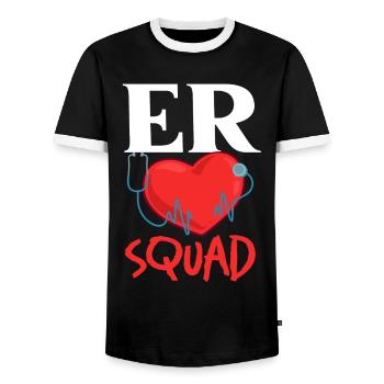 Emergency Department Emergency Nurse First Aid - Men's Ringer Shirt - black/white - Front - AI Model Female 172 light (172cm) & AI Model Male 178 light (178cm)