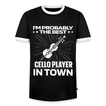 Cello Cellist Funny - Men's Ringer Shirt - black/white - Front - AI Model Female 172 light (172cm) & AI Model Male 178 light (178cm)