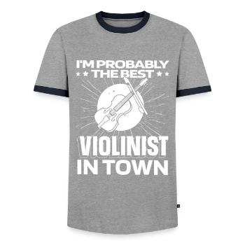 Violin Violin Funny - Men's Ringer Shirt - grey/navy  - Front - AI Model Female 172 light (172cm) & AI Model Male 178 light (178cm)