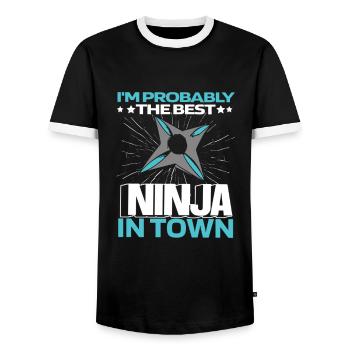 Ninja Lustig - T-shirt contrasté Homme - noir/blanc - Devant - AI Model Female 172 light (172cm) & AI Model Male 178 light (178cm)