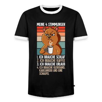 Meine 4 Stimmungen Kaffee Quokka - Männer Kontrast-T-Shirt - Schwarz/Weiß - Vorne - AI Model Female 172 light (172cm) & AI Model Male 178 light (178cm)