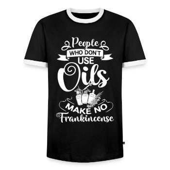 Essential Oil Diffuser Aromatherapy Plants - Men's Ringer Shirt - black/white - Front - AI Model Female 172 light (172cm) & AI Model Male 178 light (178cm)