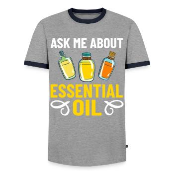 Diffuseur d’huiles essentielles Plantes d’aromathérapie - T-shirt contrasté Homme - gris/marine  - Devant - AI Model Female 172 light (172cm) & AI Model Male 178 light (178cm)