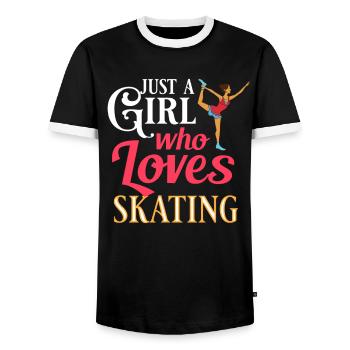Eiskunstlauf Eisläufer Schlittschuhe Eislaufen - Männer Kontrast-T-Shirt - Schwarz/Weiß - Vorne - AI Model Female 172 light (172cm) & AI Model Male 178 light (178cm)