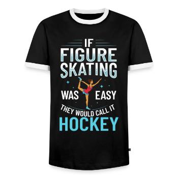 Eiskunstlauf Eisläufer Schlittschuhe Eislaufen - Männer Kontrast-T-Shirt - Schwarz/Weiß - Vorne - AI Model Female 172 light (172cm) & AI Model Male 178 light (178cm)