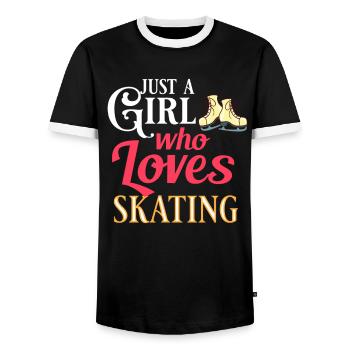 Eiskunstlauf Eisläufer Schlittschuhe Eislaufen - Männer Kontrast-T-Shirt - Schwarz/Weiß - Vorne - AI Model Female 172 light (172cm) & AI Model Male 178 light (178cm)