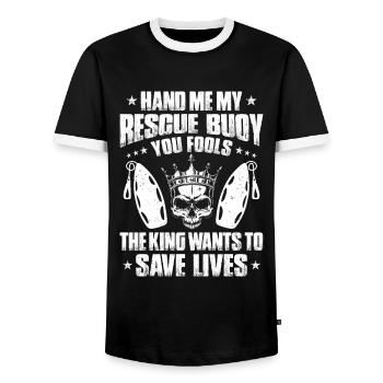 Rettungsschwimmer Wasserrettung Lifesaver - Männer Kontrast-T-Shirt - Schwarz/Weiß - Vorne - AI Model Female 172 light (172cm) & AI Model Male 178 light (178cm)