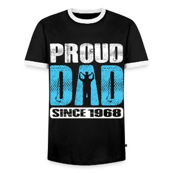 Fier papa depuis 1968 - T-shirt contrasté Homme - noir/blanc - Devant - AI Model Female 172 light (172cm) & AI Model Male 178 light (178cm)